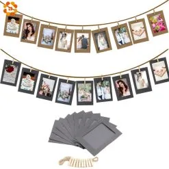 Cosplay&ware 10pcsset Photo Frame Wooden Clip Paper Picture Garland Wedding Baby Shower Party Booth Decoration