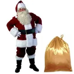 Cosplay&ware 10pcsset Deluxe Santa Claus Costume A Full Set Christmas Costumes Velvet Cosplay Luxury Suit