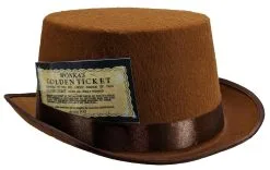 The Dragons Den Childs Chocolate Factory Boss Top Hat & Golden Ticket World Book Day Movie Fancy Dress Costume Accessory