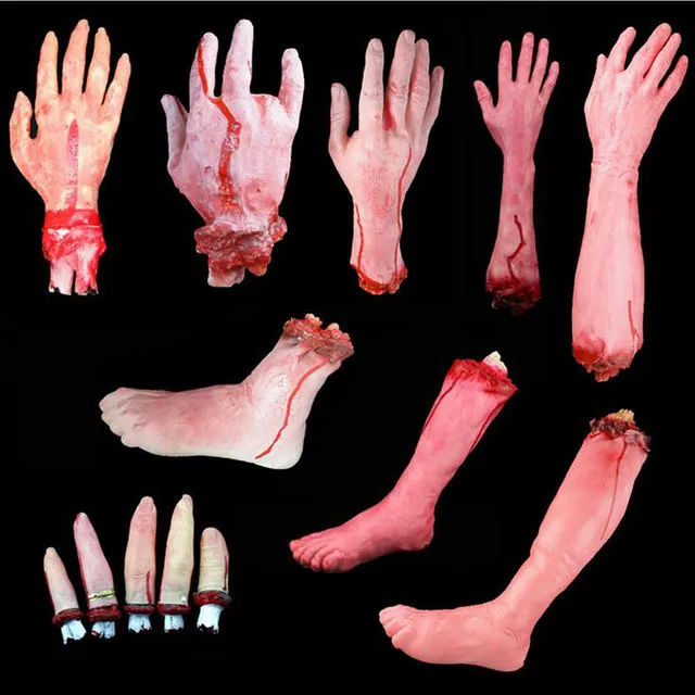 Cosplay&ware 1pcslot Halloween Prop Horrible Broken Limbs Fingers Legs Arm Feet Latex Tricky Toys Party Decorations 3 Cosplay&ware 1pcslot Halloween Prop Horrible Broken Limbs Fingers Legs Arm Feet Latex Tricky Toys Party Decorations