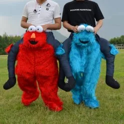 Cosplay&ware Elmo Stuffed Ride On Me Street Cookie Monster Mascot Carry Back Fancy Dress Costums