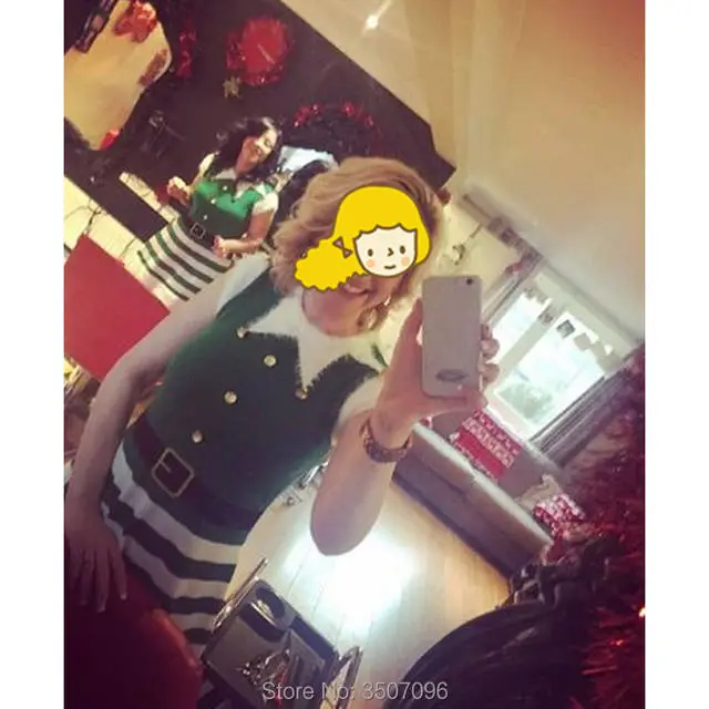 Cosplay&ware Christmas Dress Women Lovely Mrs Santa Claus A Line Xmas Cosplay Stripe Green Elves Femme Party Costume 6 Cosplay&ware Christmas Dress Women Lovely Mrs Santa Claus A Line Xmas Cosplay Stripe Green Elves Femme Party Costume - Image 4