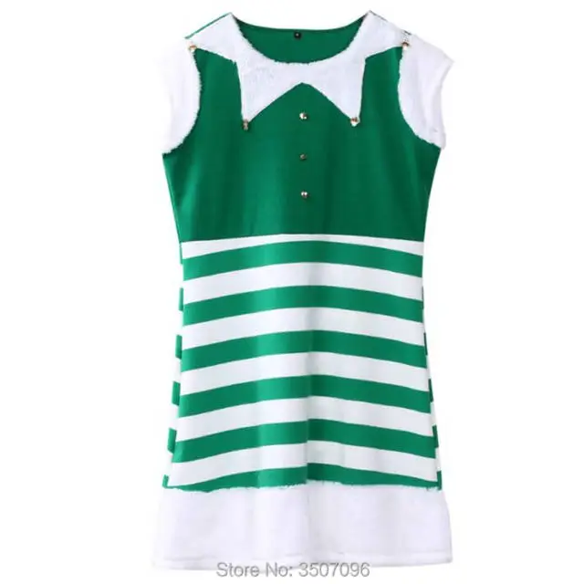 Cosplay&ware Christmas Dress Women Lovely Mrs Santa Claus A Line Xmas Cosplay Stripe Green Elves Femme Party Costume 7 Cosplay&ware Christmas Dress Women Lovely Mrs Santa Claus A Line Xmas Cosplay Stripe Green Elves Femme Party Costume - Image 5
