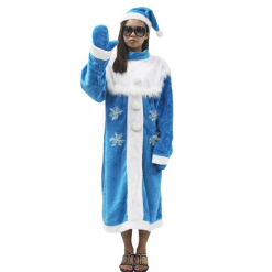 Cosplay&ware Women Snegurochka Christmas Santa Claus Costume Blue Snow Maiden Cosplay Dress Xmas Adult