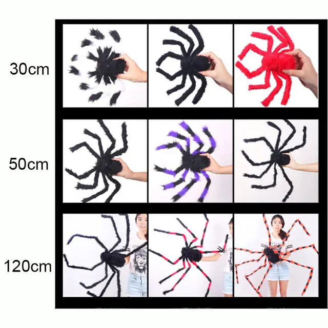 Cosplay&ware 30cm-200cm Super Big Wire Plush Material Spider Realistic Black Horrible Fake Spiders Toy Home Party Halloween Decoration 8 Cosplay&ware 30cm-200cm Super Big Wire Plush Material Spider Realistic Black Horrible Fake Spiders Toy Home Party Halloween Decoration - Image 6