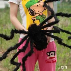 Cosplay&ware 30cm-200cm Super Big Wire Plush Material Spider Realistic Black Horrible Fake Spiders Toy Home Party Halloween Decoration