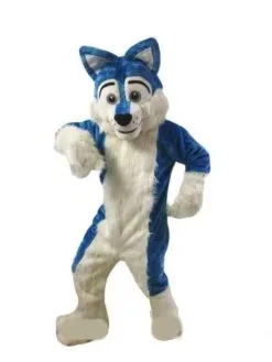 Cosplay&ware Halloween Long Fur Blue Dog Mascot Costume Fox Adult Fancy Dress Handmade Apparel Cartoon Character