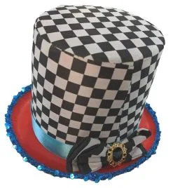 The Dragons Den Adults Mad Hatter Checkered Top Hat Wonderland Fancy Dress Costume Accessory [One Size]