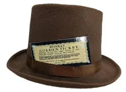 The Dragons Den Adults Chocolate Factory Boss Top Hat & Golden Ticket World Book Day Movie Fancy Dress Costume Accessory
