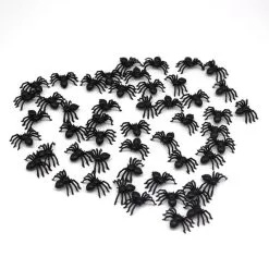 Cosplay&ware 50pcs Plastic Black Spider Trick Toy Halloween Haunted Prop Decorations Christmas Children’s Day