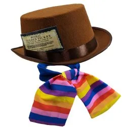 The Dragons Den Childs Chocolate Factory Boss Top Hat, Cravat & Golden Ticket World Book Day Movie Fancy Dress Costume Accessory