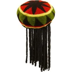 The Dragons Den Adults Rasta Rastafarian Rastacap Tam Wit Dreadlocks Novelty Fancy Dress Hat