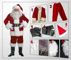 Cosplay&ware A Full Set Christmas Costume Santa Claus Red Luxury Suit Hat Beard Gloves Belt -Cosplayware Store A Full Set Christmas Costume Santa Claus Costume for Adults Red Christmas Clothes Santa Claus Luxury 1.jpg 640x640q80 1.jpg 1