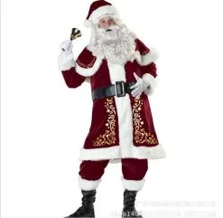 Cosplay&ware A Full Set Christmas Costumes Santa Claus Red Costume Luxury Suit