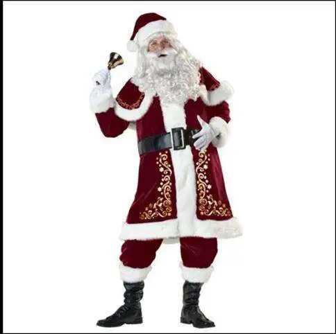 Cosplay&ware A Full Set Christmas Costumes Santa Claus Red Costume Luxury Suit 3 Cosplay&ware A Full Set Christmas Costumes Santa Claus Red Costume Luxury Suit