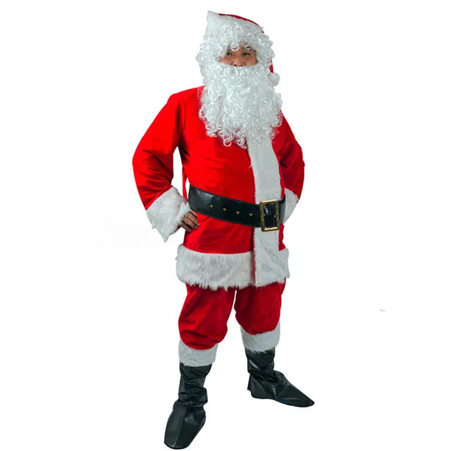 Cosplay&ware Adult Santa Claus Costume Suit Plush Father Fancy Xmas Cosplay Men Coat Pants Beard Belt Hat Christmas Set 4 Cosplay&ware Adult Santa Claus Costume Suit Plush Father Fancy Xmas Cosplay Men Coat Pants Beard Belt Hat Christmas Set - Image 2