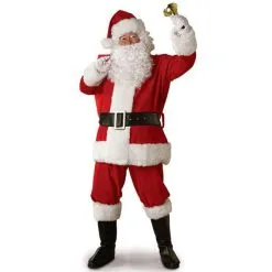 Cosplay&ware Adult Santa Claus Costume Suit Plush Father Fancy Xmas Cosplay Men Coat Pants Beard Belt Hat Christmas Set