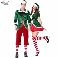 Cosplay&ware Ainclu Christmas Adult Womens Men Prestigious Santa Claus Helper Green Holiday Elf Cosplay Costume Sweet Dress Sets -Cosplayware Store Ainclu Christmas Adult Womens Men Prestigious Santa Claus Helper Green Holiday Elf Christmas Cosplay Costume Sweet 4.jpg 640x640q80 4.jpg 4
