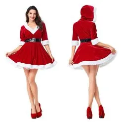 ZzSuper Christmas Sexy V-neck Women Tutu Dress Santa Claus Halloween Costumes Cosplay Red Party Dresses Woman Clothing Set
