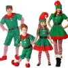 Cosplay&ware Christmas Costumes Women Men Boy Girl Elf Costume Kids Family Green Cosplay Carnival Party Purim Halloween