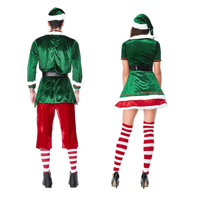 Cosplay&ware Corzzet Menampwomen Green Velvet Christmas Couples Elf Costume North Pole Santa’s Elves Fancy Dress Plus Size 7 Cosplay&ware Corzzet Menampwomen Green Velvet Christmas Couples Elf Costume North Pole Santa’s Elves Fancy Dress Plus Size - Image 5