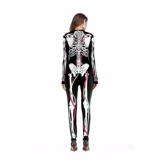 Cosplay&ware Cosplay Halloween Horror Party Costume Zombie Vampire Blood Print Witch Ghost Skinny Jumpsuit Adult Women Bodysuit Fancy 5 Cosplay&ware Cosplay Halloween Horror Party Costume Zombie Vampire Blood Print Witch Ghost Skinny Jumpsuit Adult Women Bodysuit Fancy - Image 3