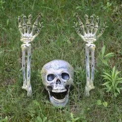 Joy-enlife Fake Skeleton Halloween Trick Plastic Lifelike Skull Bones Arm Figurine Party Decoration Haunted Home
