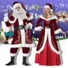 Cosplay&ware Full Set Christmas Costumes Santa Claus Red Costume Luxury Suit With White Beard