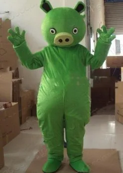 Cosplay&ware Green Pig Mascot Costume Suits Cosplay Party Game Dress High Cartoon Character Clothing Halloween Easter Fursuit