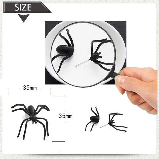 HGDTFF Halloween Decoration 3d Creepy Black Spider Ear Stud Earrings Haloween Party Home 4 HGDTFF Halloween Decoration 3d Creepy Black Spider Ear Stud Earrings Haloween Party Home - Image 2