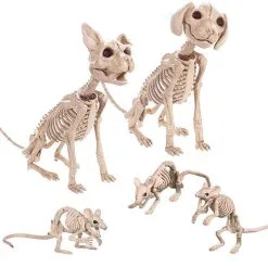 Cosplay&ware Halloween Decoration Animals Skeleton Mouse Dog Cat Skull Bone Ornaments Hallowmas Horror Haunted Party