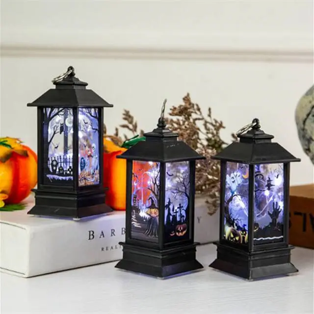 FGHGF Halloween Decoration Led Candles Light Vintage Castle Bats Pumpkin Lantern Flame Lamp Scary Party - Image 3