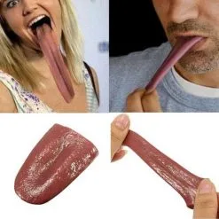 Cosplay&ware Halloween Harmless Realistic Fake Tongue Magic Trick Joke Prank Horrible Stretchable Prop