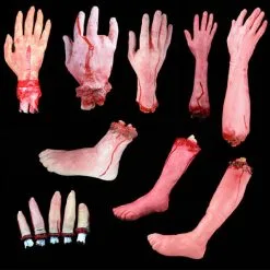 Cosplay&ware Halloween Horror Decoration Broken Finger Hand Bloody Scary Fake Leg Foot Brain Heart Prop