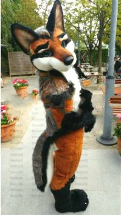 Cosplay&ware Halloween Long Fur Wolf Dog Fursuit Furry Mascot Costume Cosplay Fancy Dress Unisex Outdoor Outfit