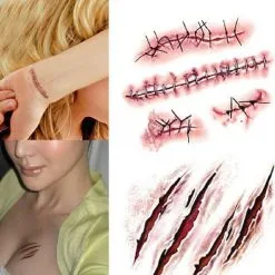 Cosplay&ware Halloween Party Decoration Zombie Scars Tattoos With Fake Scab Bloody Makeup Wound Scary Blood Injury Stickerq -Cosplayware Store Halloween Party Decoration Zombie Scars Tattoos with Fake Scab Bloody Makeup Halloween Props Wound Scary Blood 2.jpg 640x640q80 2.jpg 2