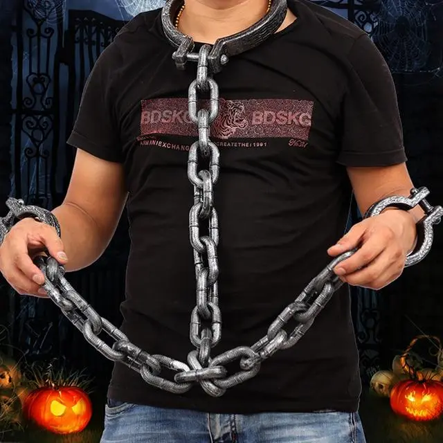 Cosplay&ware Halloween Chain Handcuffs Cosplay Prisoners Dress Up Handcuff Wrist Shackles Tooks Costume Party Trick 3 Cosplay&ware Halloween Chain Handcuffs Cosplay Prisoners Dress Up Handcuff Wrist Shackles Tooks Costume Party Trick