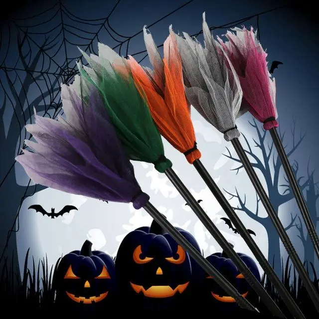 Cosplay&ware Halloween Witch Broom Cosplay Wizard Costume Party Smooth And Light Handle Design 3 Cosplay&ware Halloween Witch Broom Cosplay Wizard Costume Party Smooth And Light Handle Design