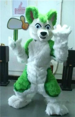 Cosplay&ware Halloween Xmas Fancy Cosplay Fursuit Green Dog Wolf Furry Costume Mascot Party Outfit Adult Unisex