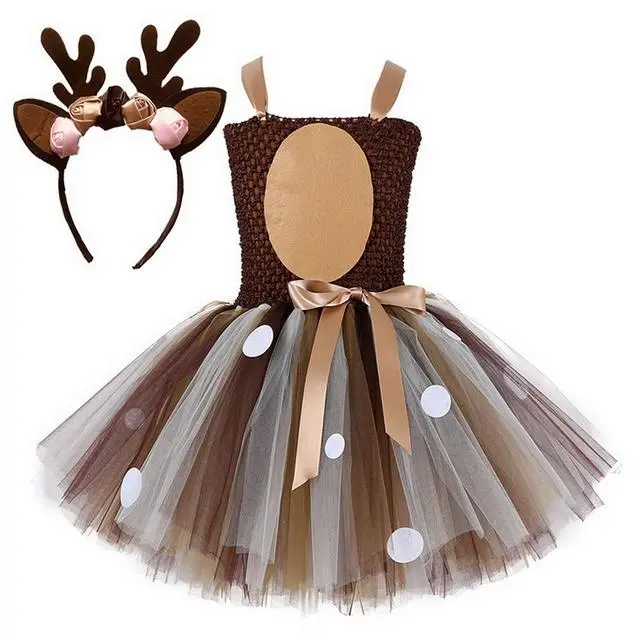 Cosplay&ware Little Girls Christmas Eve Xmas Dress Up Party Dresses Santa Reindeer Costume Tutu Mesh With Headband 3 Cosplay&ware Little Girls Christmas Eve Xmas Dress Up Party Dresses Santa Reindeer Costume Tutu Mesh With Headband
