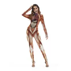 Cosplay&ware Muscle Viscera Scary Bodysuit Costume Cosplay Halloween Outfit Adult Women Costumes Jumpsuit 3d Skulls Fancy