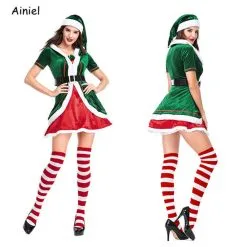 Cosplay&ware Christmas Costumes Santa Claus Deluxe Velvet Cosplay Red Green Jacket Dresses Hats Belt Women Men -Cosplayware Store New Year Christmas Costumes Santa Claus Deluxe Velvet Cosplay Costumes Red Green Jacket Dresses Hats Belt 4.jpg 640x640q80 4.jpg 4