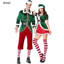 Ainiel Merry Christmas Dress Santa Claus Deluxe Velvet Cosplay Costumes Red Green Jacket Hat Belt Women Men -Cosplayware Store New Year Merry Christmas Clothes Dress Santa Claus Deluxe Velvet Cosplay Costumes Red Green Jacket Hat 5.jpg 640x640q80 5.jpg 5