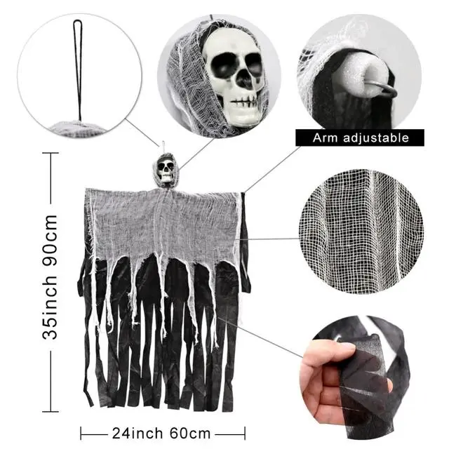 Ourwarm 90cm Halloween Hanging Ghost Haunted Grim Reaper Horror Home Door Bar Club Decorations 7 Ourwarm 90cm Halloween Hanging Ghost Haunted Grim Reaper Horror Home Door Bar Club Decorations - Image 5