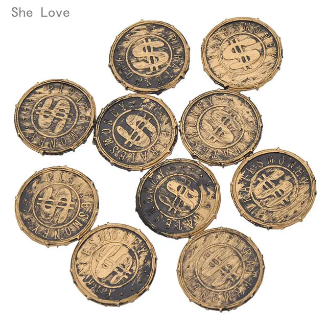 She Love 10pcs Plastic Pirate Treasure Coins Party Christmas Children’s Toys Game Currency Halloween 7 She Love 10pcs Plastic Pirate Treasure Coins Party Christmas Children’s Toys Game Currency Halloween - Image 5