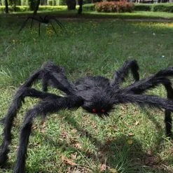 Cosplay&ware Super Big Plush Halloween Horrible Black Furry Fake Spider Size 60cm90cm150cmcreep Trick Treat Decoration