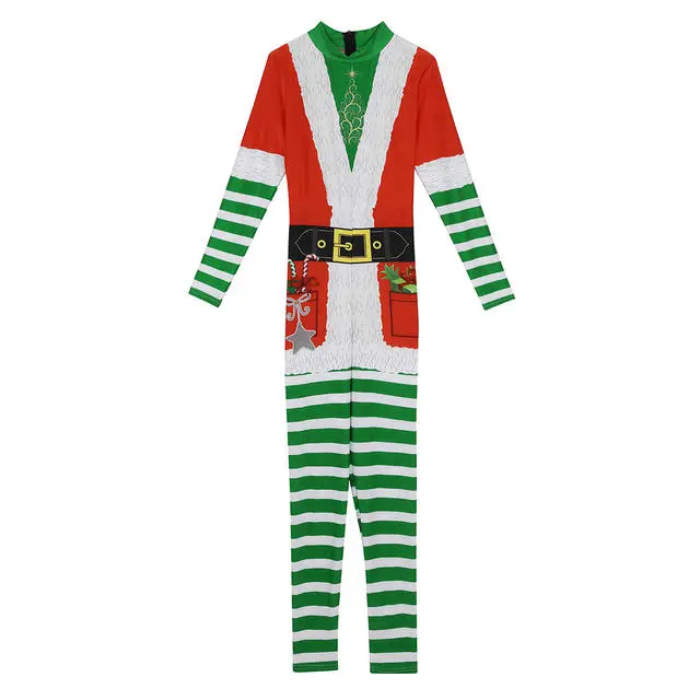 Cosplay&ware Tiaobug Women Long Sleeve Print Design Christmas Elf Costume Bodysuit Jumpsuit Female Xmas Fancy Cosplay Party Bodycon Catsuit 6 Cosplay&ware Tiaobug Women Long Sleeve Print Design Christmas Elf Costume Bodysuit Jumpsuit Female Xmas Fancy Cosplay Party Bodycon Catsuit - Image 4