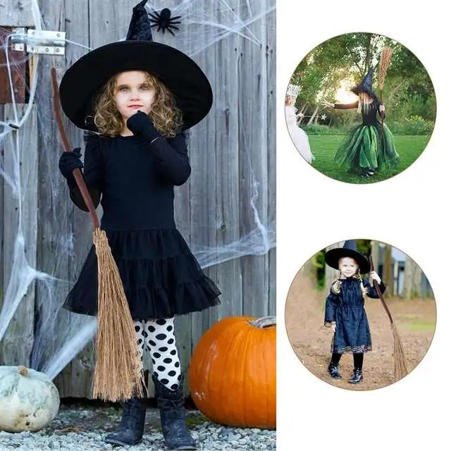 BESTOYARD Unomor Witch Broom Straw Costume Cosplay Wizard Halloween Party Magic Children Kids 7 BESTOYARD Unomor Witch Broom Straw Costume Cosplay Wizard Halloween Party Magic Children Kids - Image 5