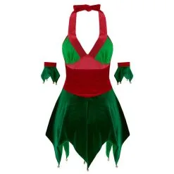 Freebily Women Adult Christmas Costume Soft Velvet Neck Haltered Dress With Arm Cuffs Xmas Elf Cosplay Party Up -Cosplayware Store Women Adult Christmas Costume Soft Velvet Neck Haltered Christmas Dress with Arm Cuffs Xmas Elf Costume 1.jpg 640x640q80 1.jpg 1