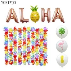 Cosplay&ware Yoriwoo Hawaiian Flower Necklace Flamingo Balloon Latex Photobooth Tropical Beach Hawaii Aloha Party Decoration